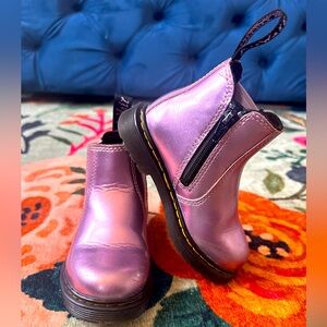 Dr. Marten Toddler 2976 Pink Metallic Chelsea Boots Sparkle zipper closure